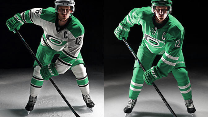 green and white hockey jersey