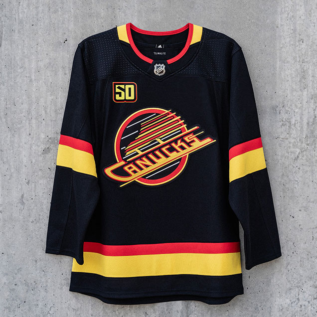 From nhluniforms.com . Easily, the best style of jersey the Canucks have  had. Then they go and ruin in with the yellow and black …