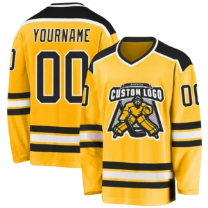 Custom Gold Hockey Jersey with Black-White