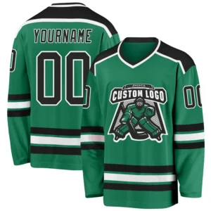 Custom Kelly Green Hockey Jersey with Black-White