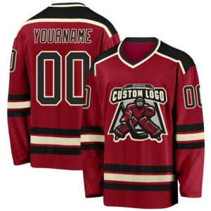 Custom Maroon Hockey Jersey with Black-Cream
