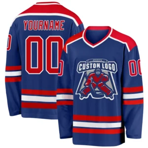 Custom Royal Hockey Jersey with Red-White