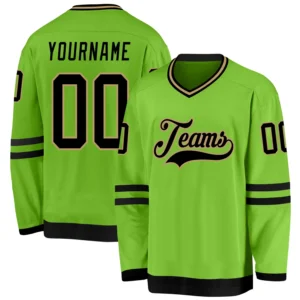 Custom Neon Green Hockey Jersey with Black-Old Gold