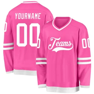 Custom Pink Hockey Jersey with White