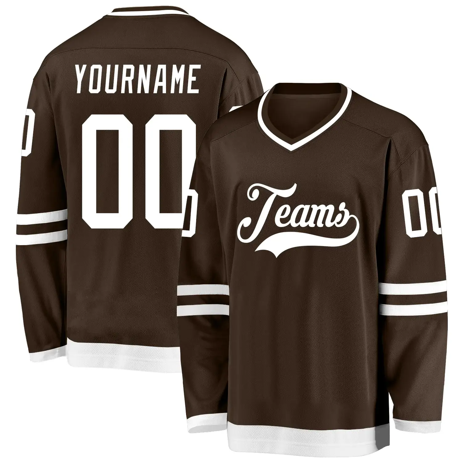 Custom Brown Hockey Jersey with White