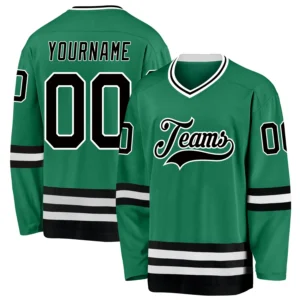 Custom Kelly Green Hockey Jersey with Black-White
