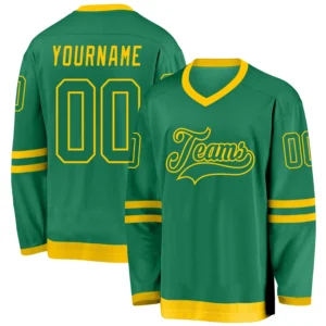 Custom Kelly Green Hockey Jersey with Kelly Green-Gold