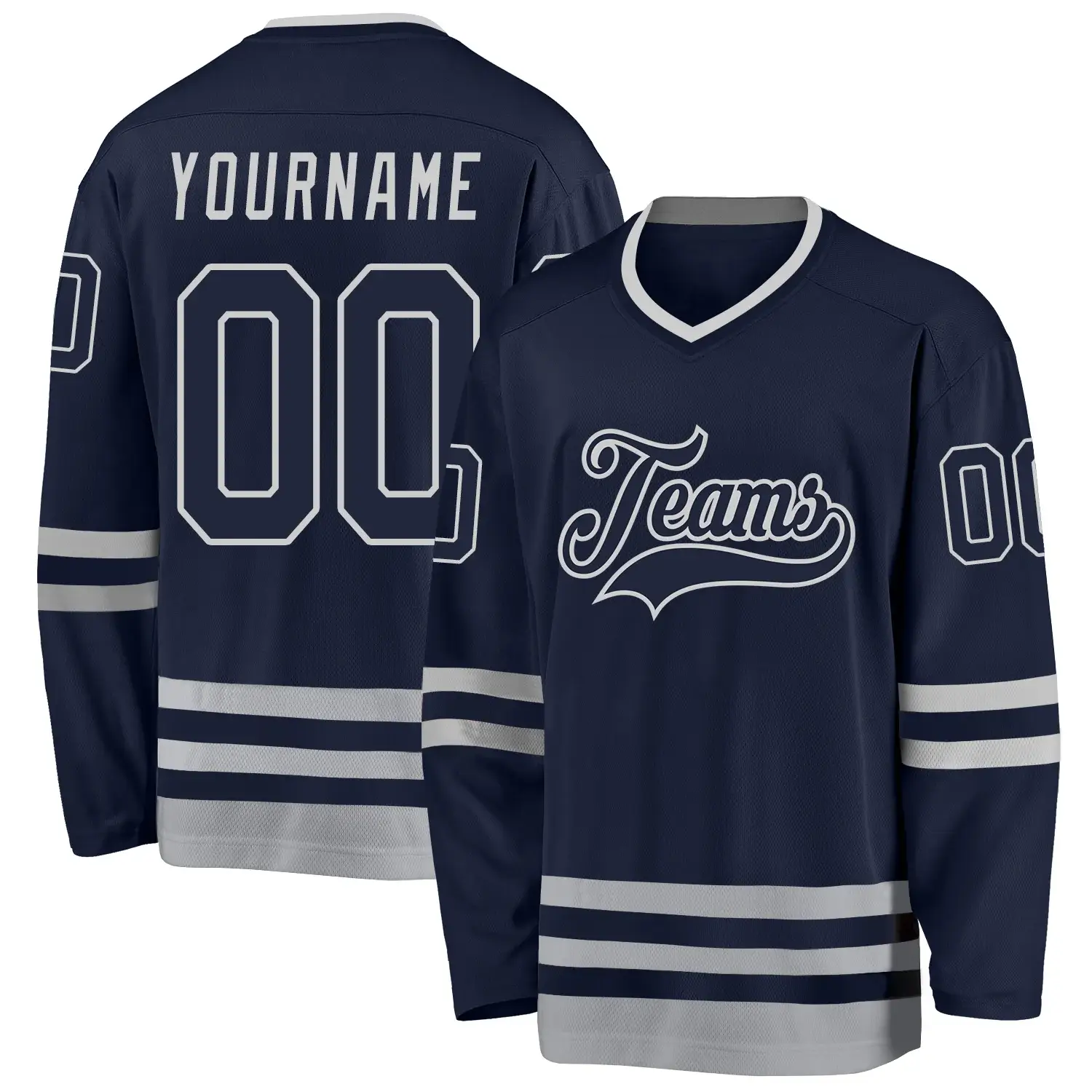 Custom Navy Hockey Jersey with Navy-Gray