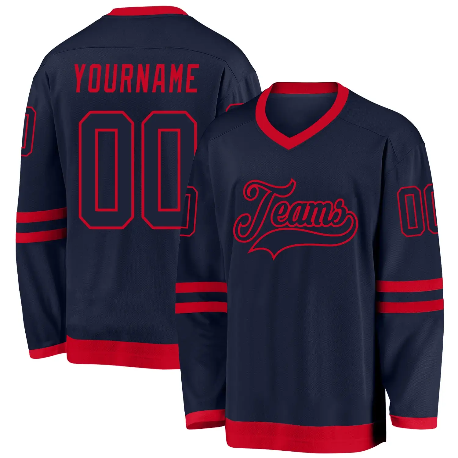 Custom Navy Hockey Jersey with Navy-Red