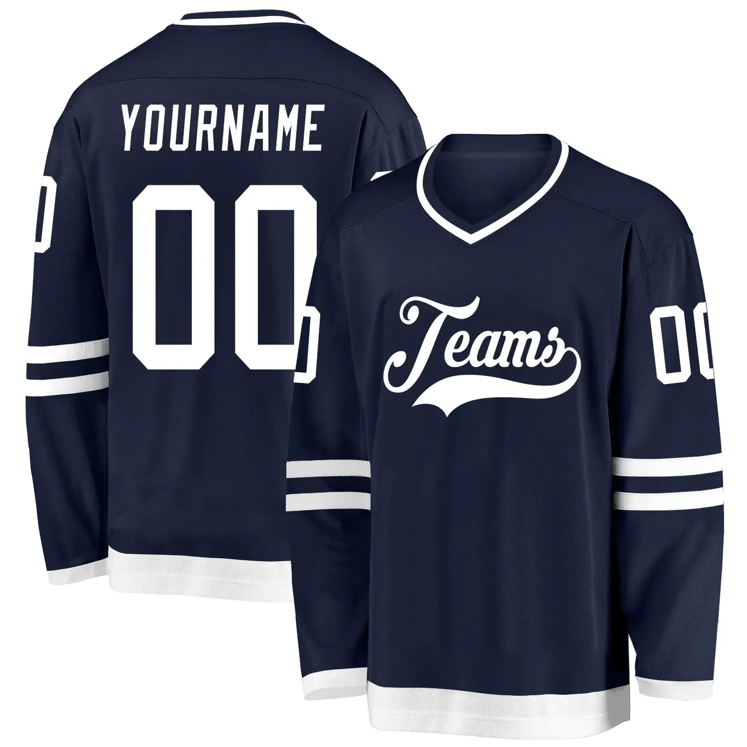 Custom Navy Hockey Jersey with White
