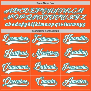 Custom Orange Hockey Jersey with White-Teal - Image 3
