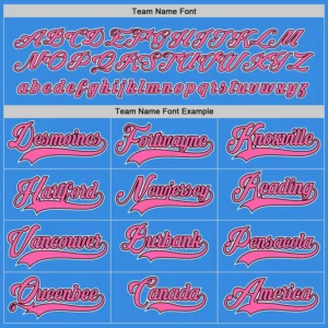 Custom Powder Blue Hockey Jersey with Pink-Black - Image 3