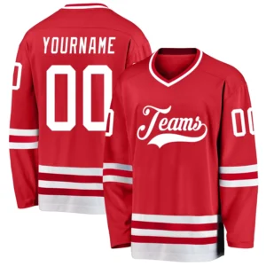 Custom Red Hockey Jersey with White