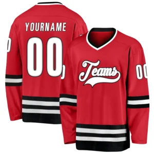 Custom Red Hockey Jersey with White-Black
